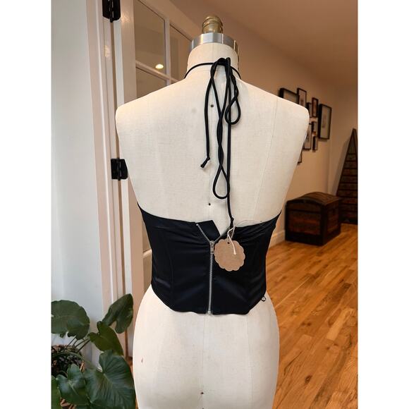 Garota Black Satin Semi-Corset Top, XS/S - Picture 4 of 5